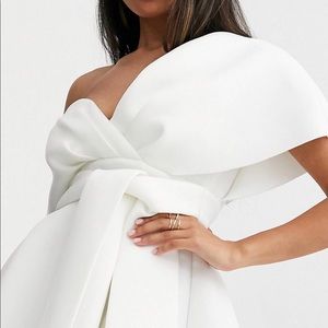 White cocktail dress- one shoulder